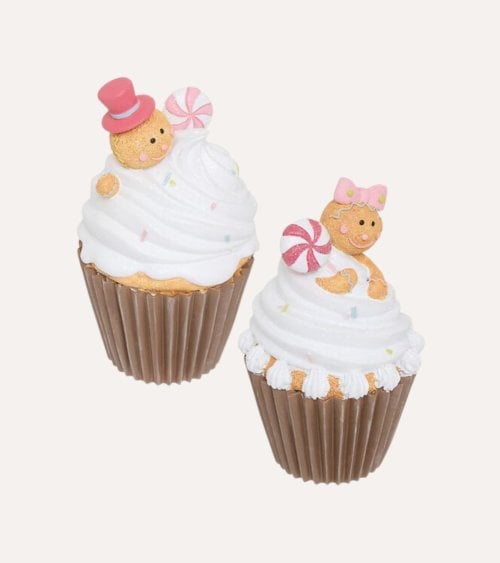 Figura Decorativa Cupcake Navideño de Poliresina