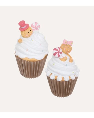Figura Decorativa Cupcake Navideño de Poliresina