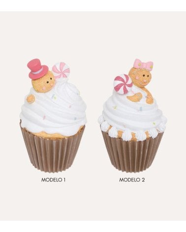 Figura Decorativa Cupcake Navideño de Poliresina