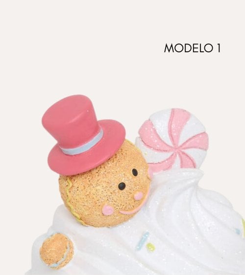 Figura Decorativa Cupcake Navideño de Poliresina