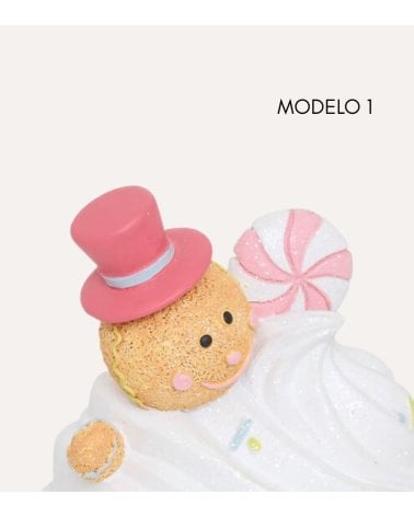 Figura Decorativa Cupcake Navideño de Poliresina