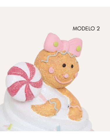 Figura Decorativa Cupcake Navideño de Poliresina