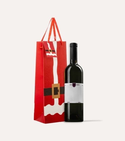 Bolsa de Regalo Navideña para Botella de Vino de Papá Noel