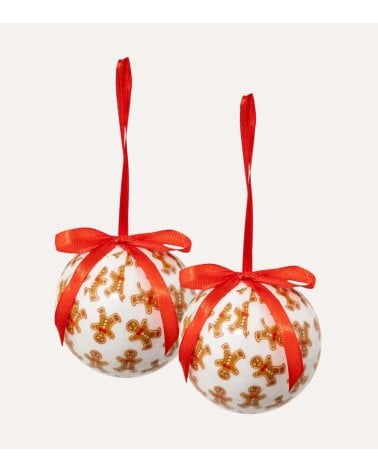 Set de 2 Bolas Muñecos de Jengibre con Lazos
