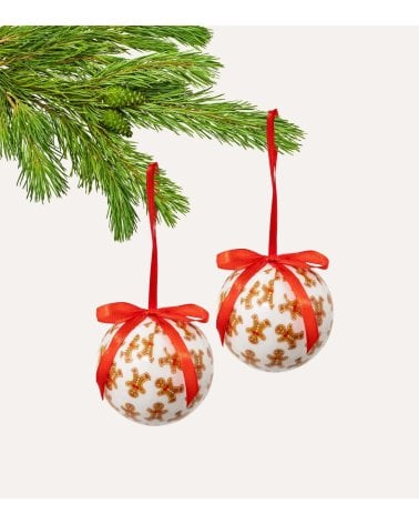 Set de 2 Bolas Muñecos de Jengibre con Lazos