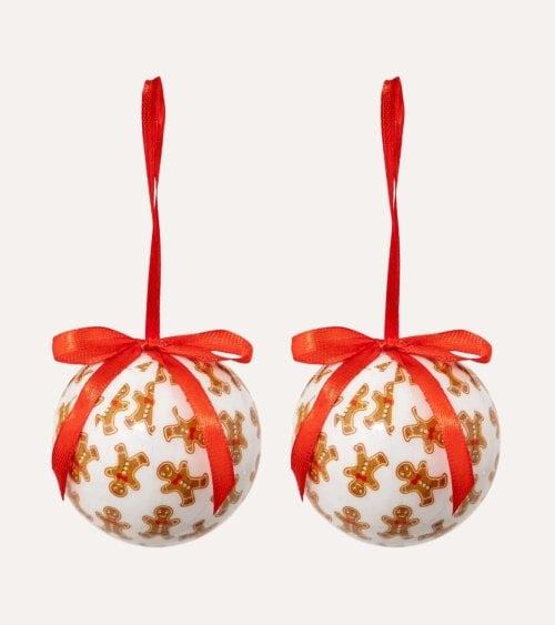 Set de 2 Bolas Muñecos de Jengibre con Lazos