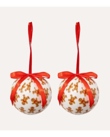 Set de 2 Bolas Muñecos de Jengibre con Lazos