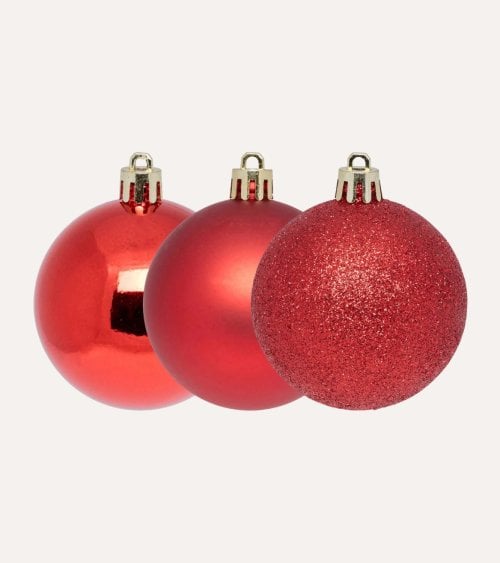 Set de 25 Bolas Brillantes, Mates y con Purpurina para Árbol