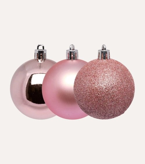 Set de 25 Bolas Brillantes, Mates y con Purpurina para Árbol