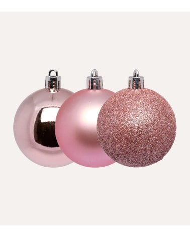 Set de 25 Bolas Brillantes, Mates y con Purpurina para Árbol