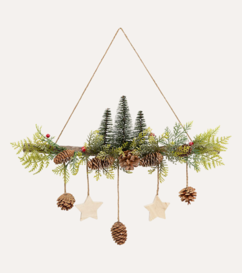 Decoración de Pared Pinos y Piñas para Navidad