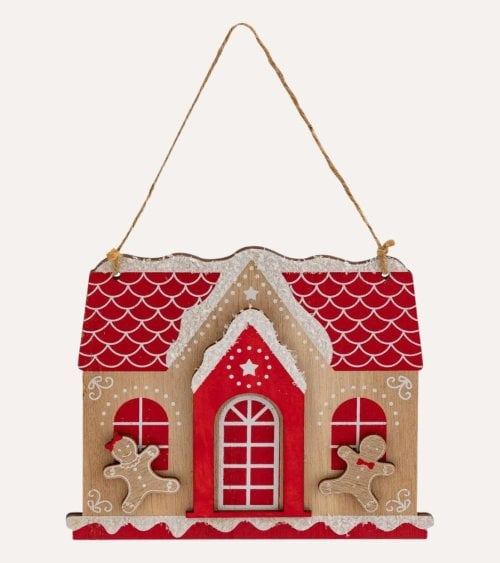 Colgante Casita de Jengibre de Madera para Árbol