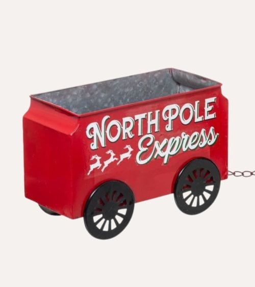 Tren de Navidad Decorativo con Vagón de Hojalata