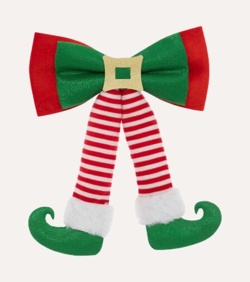 Lazo Decorativo Navideño con Piernas de Duende