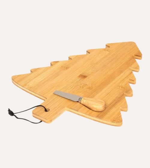 Tabla para Quesos Árbol de Navidad con Cuchillo de Bambú