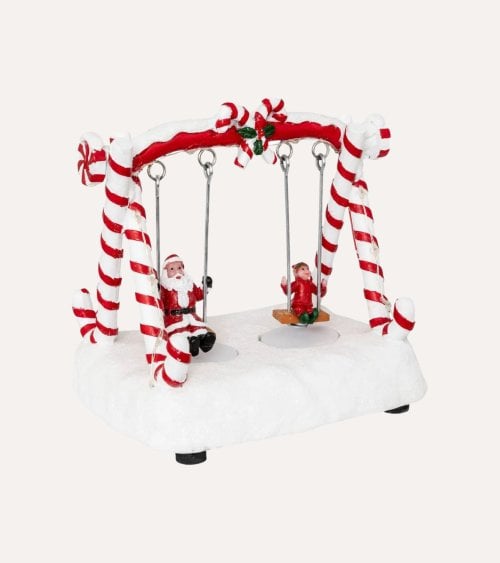 Escena Navideña de Columpio de Caramelo con Luz LED