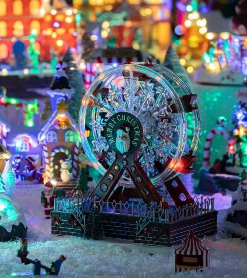 Escena Navideña de Noria con Luz, Música y Movimiento