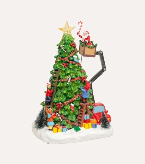Escena Navideña Árbol de Navidad con Luz, Música y Movimiento