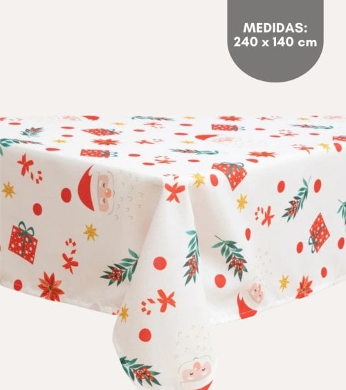 Mantel Navideño de Papá Noel Antimanchas