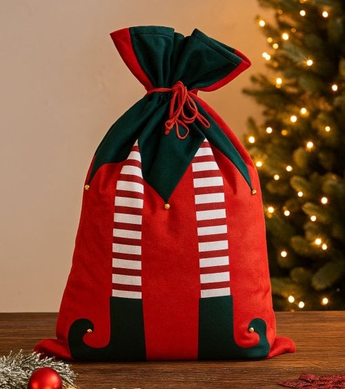 Saco de Tela Duende Navideño para Regalo