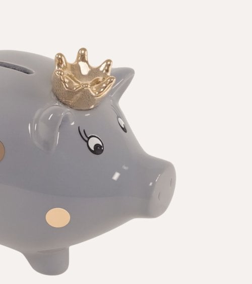 Hucha de Cerdito con Corona de Cerámica