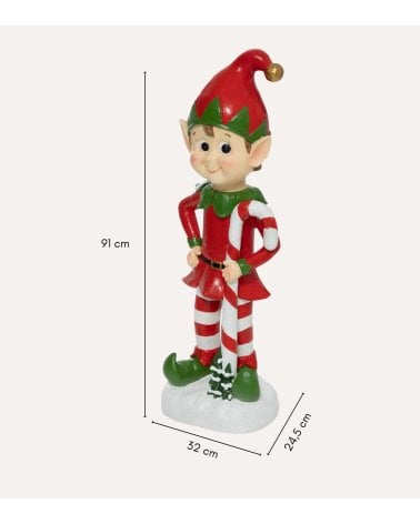Figura Decorativa de Duende Navideño con Luz