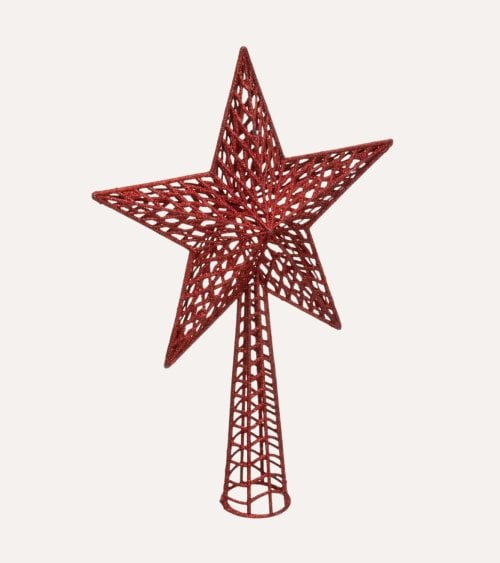 Estrella con Purpurina para Punta de Árbol Navideño