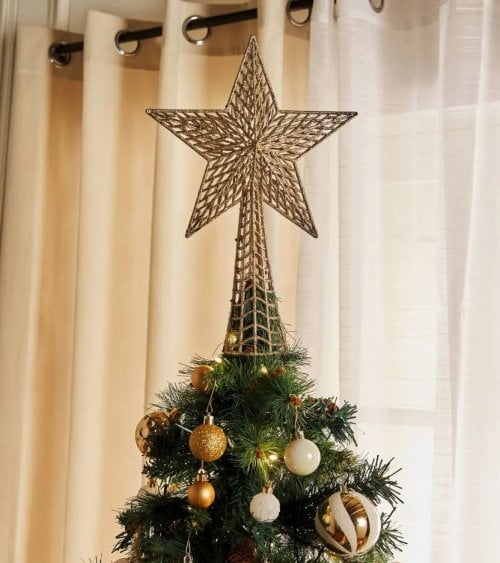 Estrella con Purpurina para Punta de Árbol Navideño