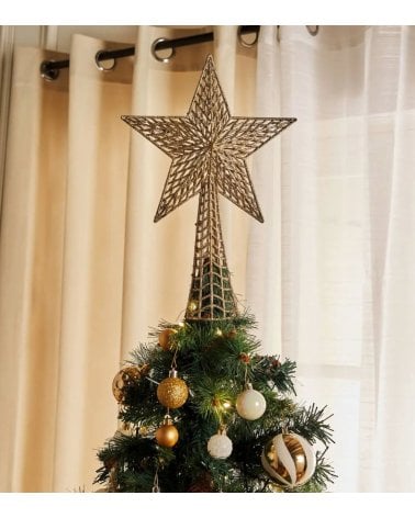 Estrella con Purpurina para Punta de Árbol Navideño