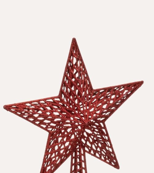 Estrella con Purpurina para Punta de Árbol Navideño