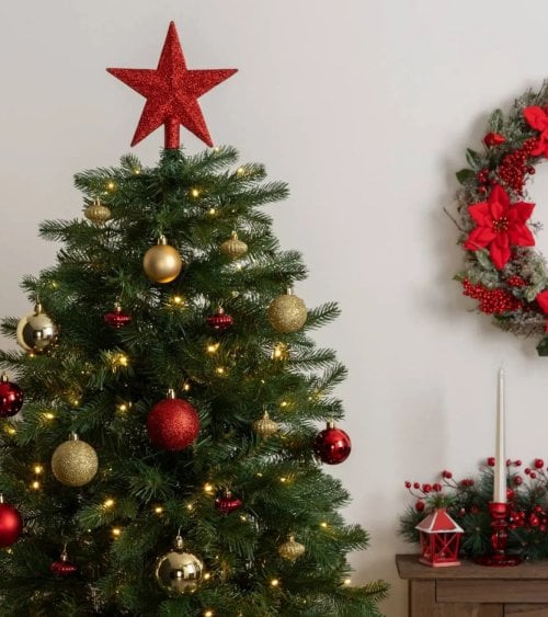 Set de 18 Bolas Bicolor Decorativas y Estrella para Árbol de Navidad