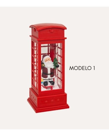 Figura Decorativa Cabina de Teléfono Navideña de Poliresina