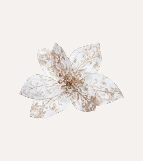 Flor Decorativa Poinsettia con Pinza para Árbol