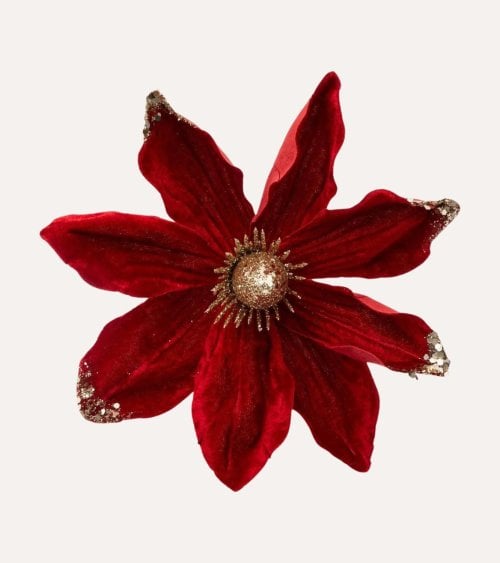 Flor Decorativa Magnolia con Pinza para Árbol