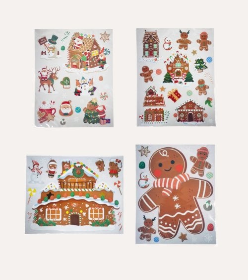 Pegatinas Navideñas de Muñeco de Jengibre para Ventana