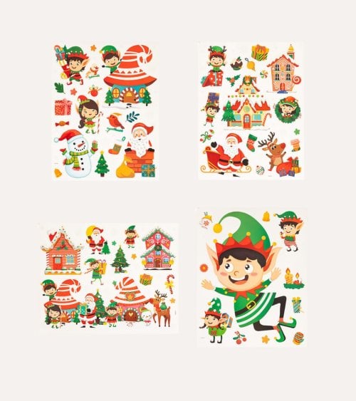 Pegatinas Navideñas de Elfos para Ventana