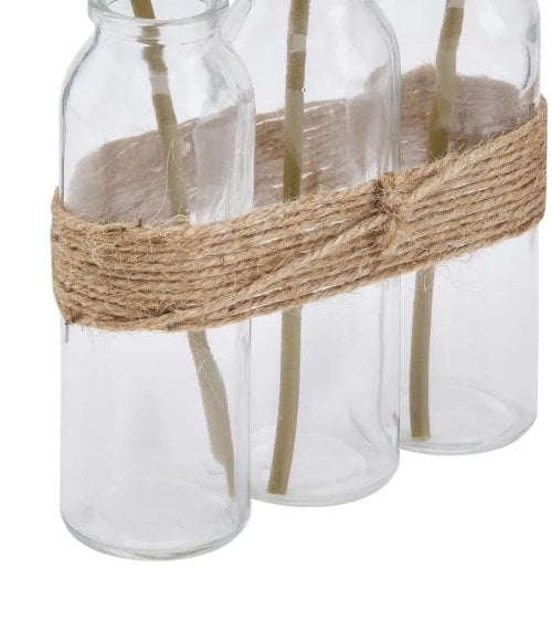 Rosas Artificiales Blancas en Jarrones de Vidrio con Cuerda-3