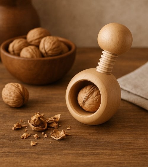 Cascanueces Manual Redondo de Madera