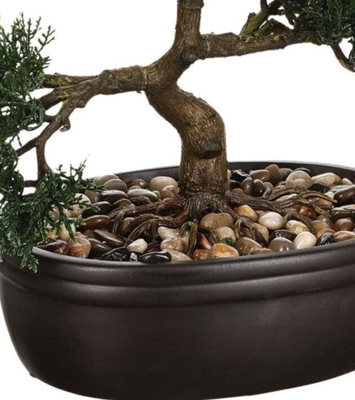 Bonsái Artificial con Maceta de Cerámica Negra-3