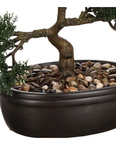 Bonsái Artificial con Maceta de Cerámica Negra-3