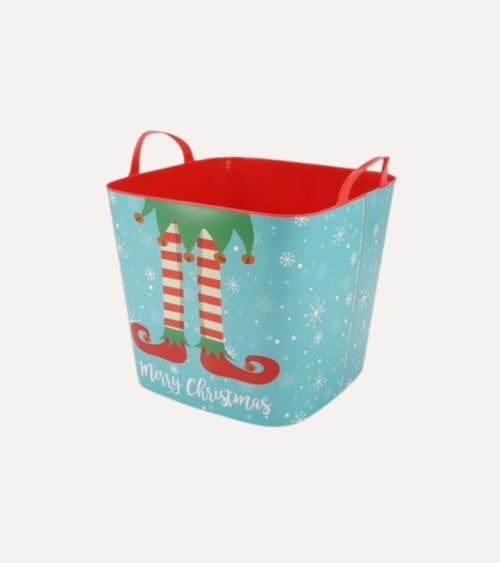 Cesta Elfo Navideño de Plástico
