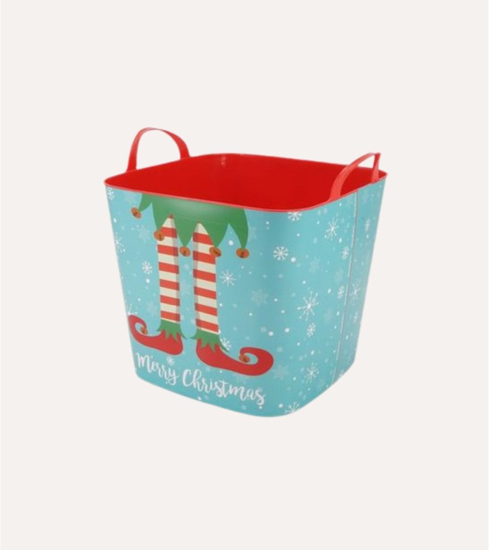 Cesta Elfo Navideño de Plástico