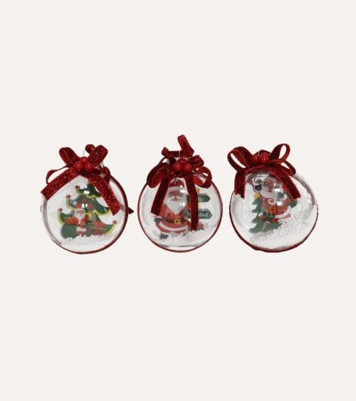 Colgante Bola Navideño de Papá Noel con Nieve