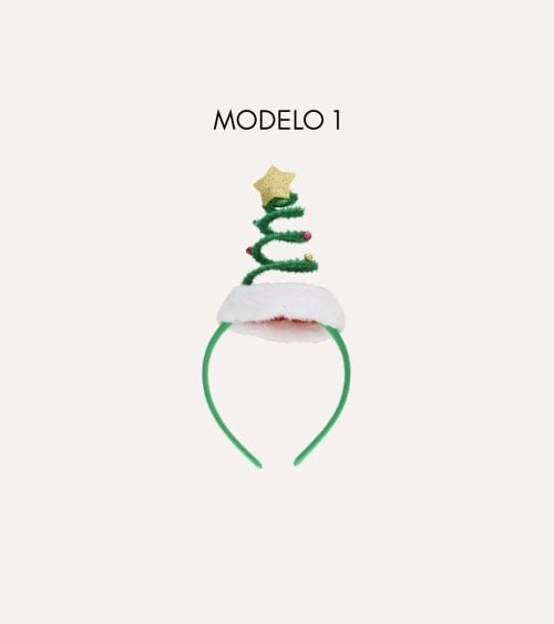 Diadema Navideña con Árbol en Espiral y Estrella