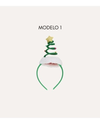Diadema Navideña con Árbol en Espiral y Estrella