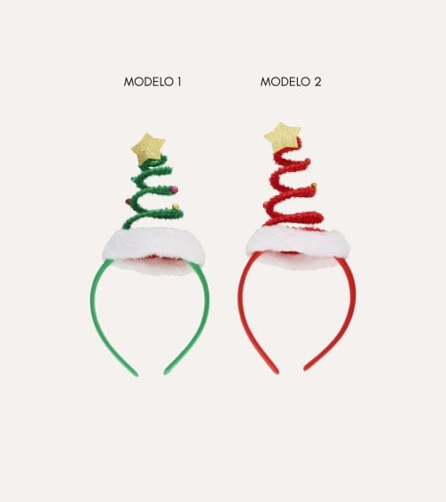 Diadema Navideña con Árbol en Espiral y Estrella