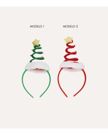 Diadema Navideña con Árbol en Espiral y Estrella