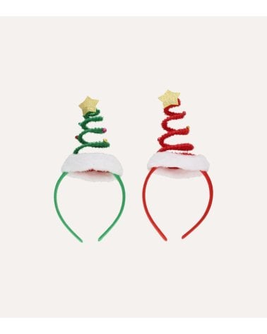 Diadema Navideña con Árbol en Espiral y Estrella