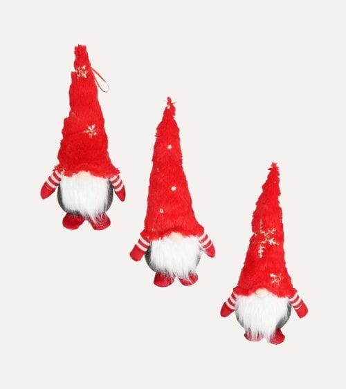 Colgante de Gnomo con Gorro de Copos de Nieve