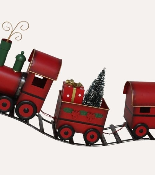 Figura de Tren Navideño de Metal